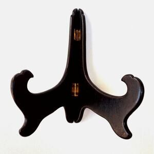 Vintage Dark Wood Display Easel Stand for Plate or Art Display